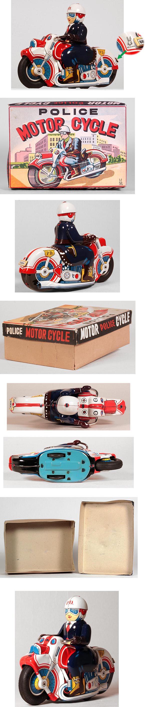 c.1955 Usagiya Toys, Police Motorcycle in Original Box